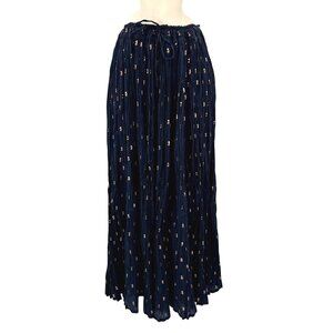 NWT Sudha Boho Navy With Gold Floral Print Maxi Skirt OS